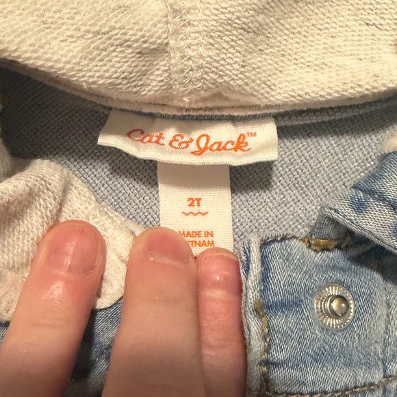 Cat & Jack Blue Denim Jacket with Kitty Hood - Picture 2 of 3